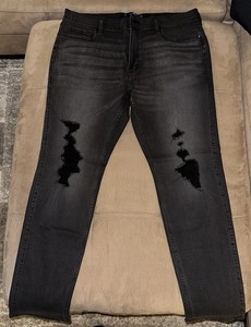 Hollister Jeans Mens 36x32 Skinny Advanced Stretch Black Distressed