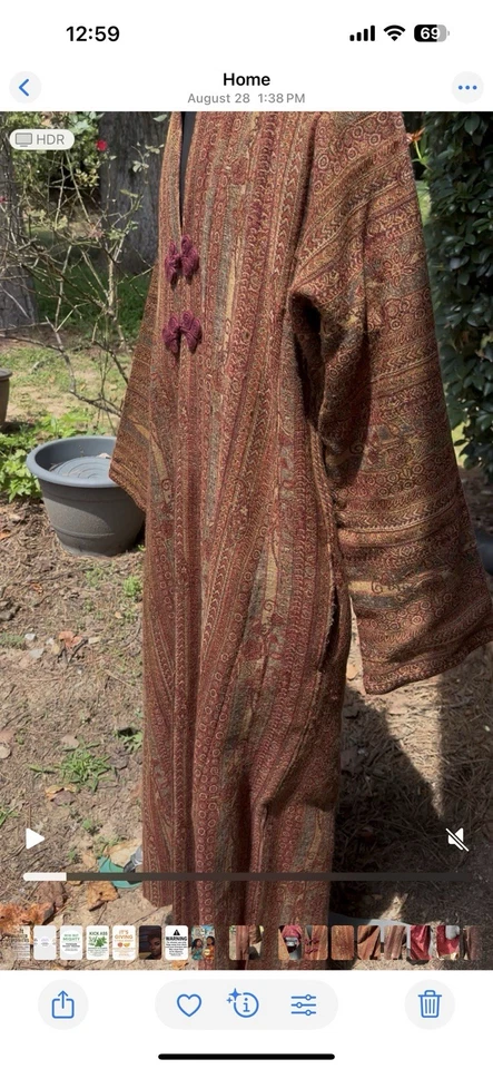 Casaco de lã J Peterman L Índia tapeçaria boho espanador sapo fechos - Imagem 3 de 4