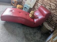 Red soft Italian leather chaise longue