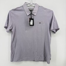 Ted Baker Polo Shirt Mens 6 XXL Purple Solid Cotton Geometric Collar New