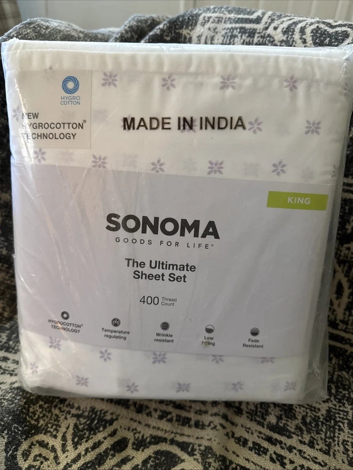 Sonoma The Ultimate Sheet Set 400 Thread New King Lavender Ditsy Floral - Image 3 of 4