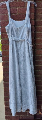 American Eagle Womens SZ 12 Sleeveless Jumpsuit Black White Strip Y2K BOHO - Picture 5 of 6