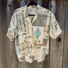 Vintage Caribou Button Up Shirt with Aztec Na...