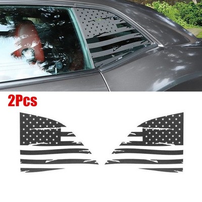 Paar USA Flagge Fenster Aufkleber Kohlefaser Stil für Dodge Challenger 2008-2022