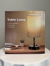 Table Lamp 2 Pack Bedside Nightstand Charging Lamps USB AC Outlet Fabric Shade