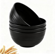 GZTFPQ 4 Pack Wheat Straw Cereal Bowls, Lightweight Reusable small, Black
