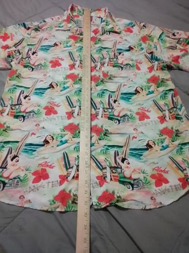 Junction West Herren Hemd XL Hawaii Hula Girl Blumen Surfbrett Tasche - Bild 5 von 8
