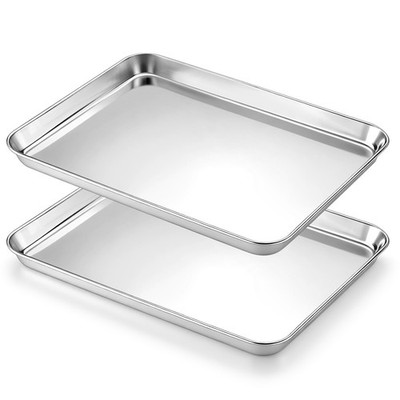 Baking Sheet Set of 2, 12.5'' X 9.7'' Food-Grade Stainless Steel Quarter Sheet Pan