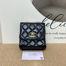Chanel Trendy CC Mini Chain Crossbody Bag Leather Quilted Black [Duties Paid]