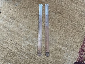 2 VINTAGE STAINLESS STEEL LINE GAEBEL TYPOGRAPHIC RULERS #612