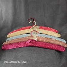 Pre-loved Set of 5 Vintage Satin Padded Hangers W/Bows 15" Long