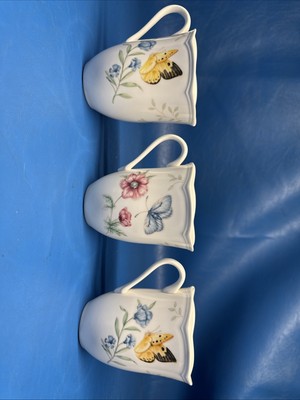 Lot Of 3 Lenox Butterfly Meadow Turquoise Mugs 3 Different Designs