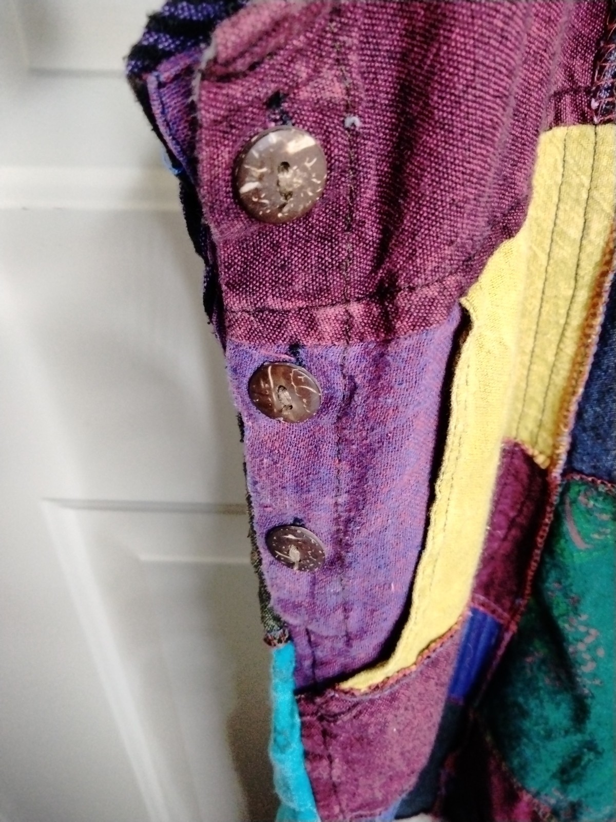 Rhea Boho Patchwork Overalls Medium Straight Leg … - image 4