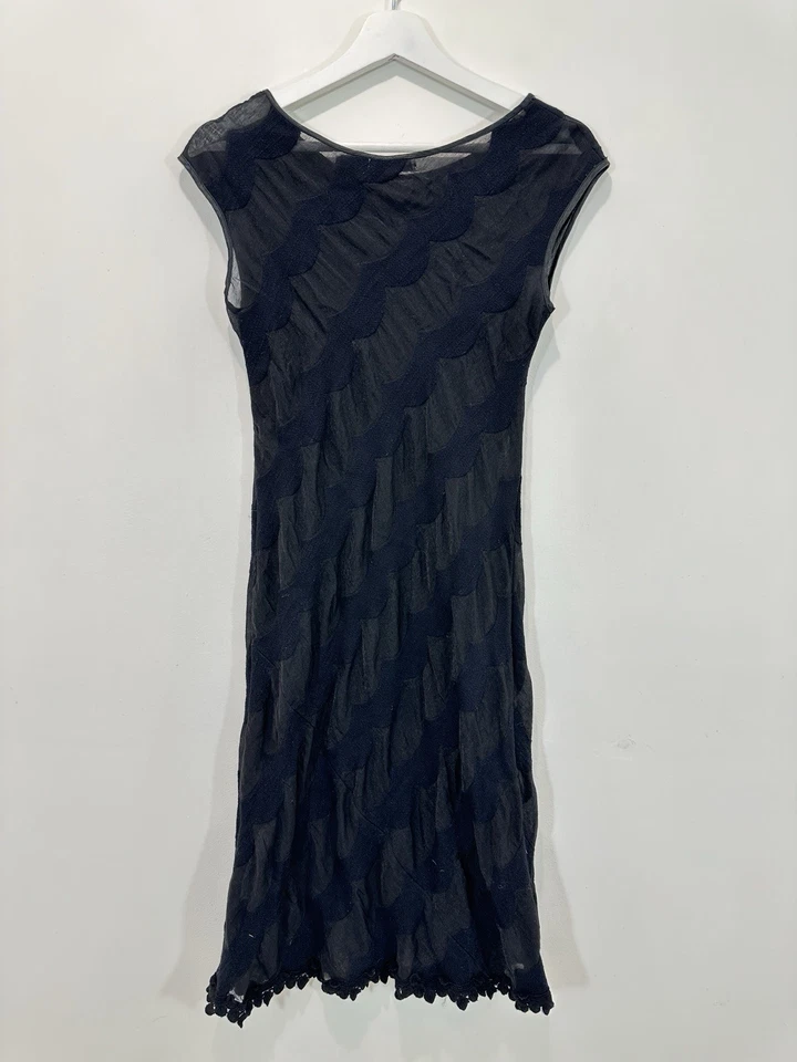 Ruth Tate Sydney Dress Women AU 8 Black Sheer Striped Lined Knee Length Aust - Image 2 of 4