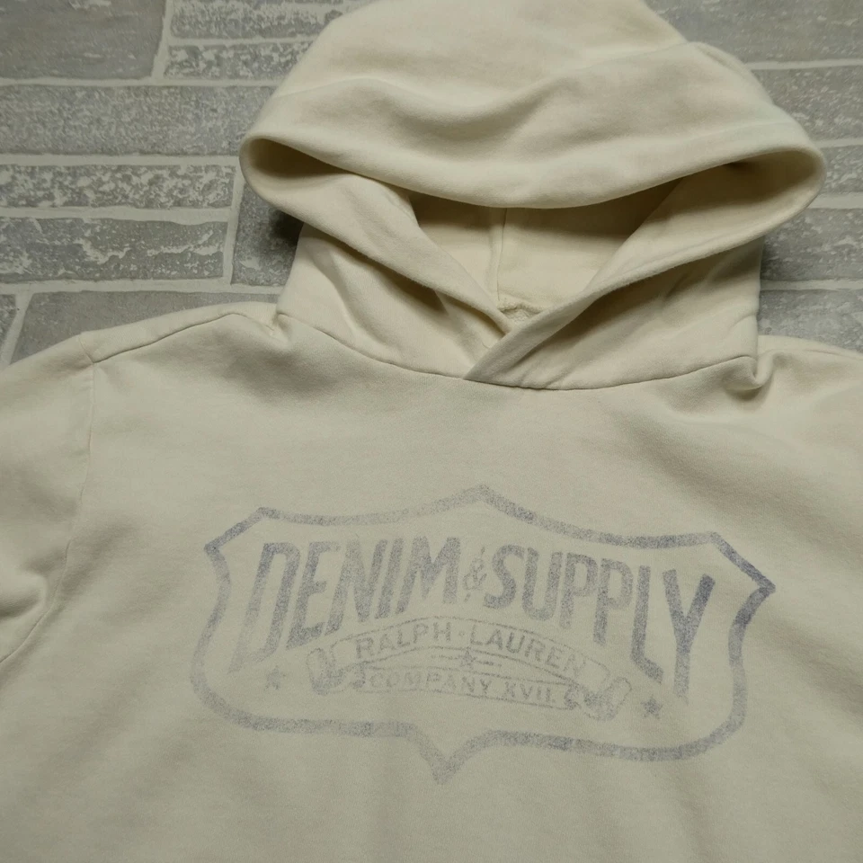 Sudadera con Capucha DE COLECCIÓN Denim Supply Ralph Lauren Talla L Marfil Blanco Vellón Con Capucha Y2K Foto 2 de 4
