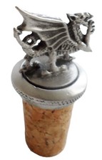 Welsh Dragon Y Ddraig Goch Pewter Bottle Stopper - Handmade English Pewter