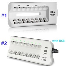 EBL 8-Slot Battery Charger Port For AA AAA NI-MH NI-CD Rechargeable Batteries