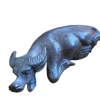Vintage Hand Carved Wood laying Water Buffalo 7" Long