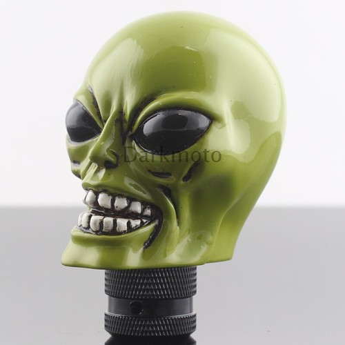 Universal Car Truck Manual Stick Gear Shift Knob Lever Shifter Green Aliens Head - Picture 2 of 12
