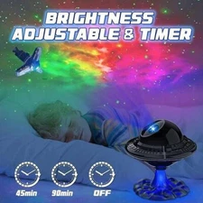!UFO Shaped Night Light Galaxy Projector 8 Nebula Color LED Lamp Remote Control