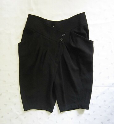 Vanessa Bruno Asymmetric Front Draped Crepe Bermuda Shorts in Black Size 36  /2-4