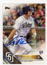 SIGNED BASEBALL CARD AUTO TOPPS 2016 SAN DIEGO ALEX DICKERSON #281 RC ROOKIE