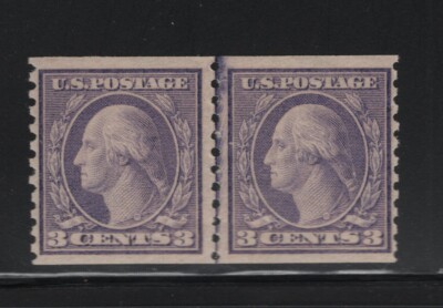 494 Line Pair VF original gum never hinged nice color cv $ 185 ! see ...