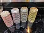 Vintage 4 - 1950s Rubber Spaghetti String Glass Bar Cups Small Juice Size — photo 8