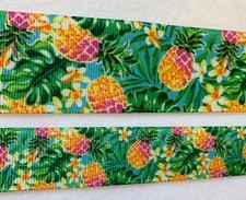 Pineapples flowers Grosgrain ribbon 3/8" 5/8" 7/8" 1.5" green Palm Beach