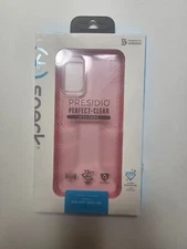 Speck Presidio Perfect-Clear Grip Case for Galaxy S20+ Plus 5G, Transparent Pink