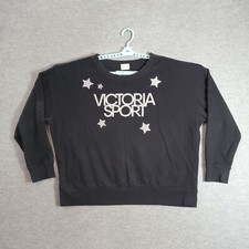 Victoria's Secret Women Sweatshirt XL Black Logo Spellout Fleece Sport READ