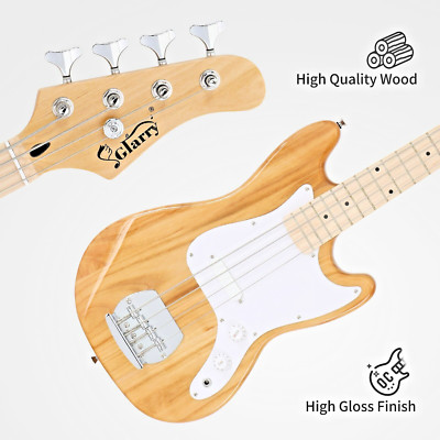 Short Scale Bass, Natural Gloss Finish 30'' Scale Length Bronco Style Glarry Bass