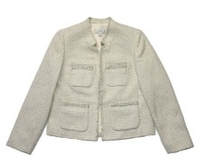 NWT J.Crew Metallic Tweed Lady Jacket with Front Pockets in Cream 4