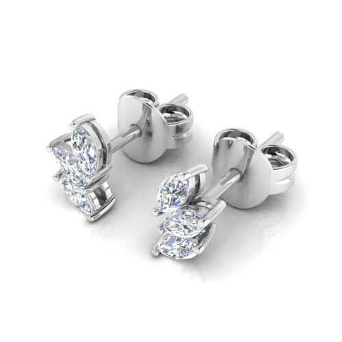 0.80 Ct Lab Grown CVD Marquise Diamond Stud Earrings 18k White Gold Jewelry Gift - Picture 2 of 6