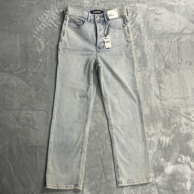 NWT Express Straight Super High Rise Original Jeans Woman s Size 2, Light Wash