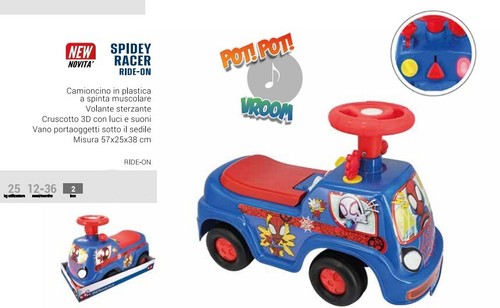 Auto a spinta spider ragno macchina cavalcabile bambini con luci e suoni ride on - Foto 4 di 4
