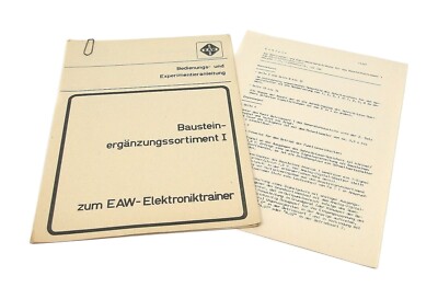 Anleitung EAW ELEKTRONIKTRAINER Ergänzungssortiment I 1 aus der DDR