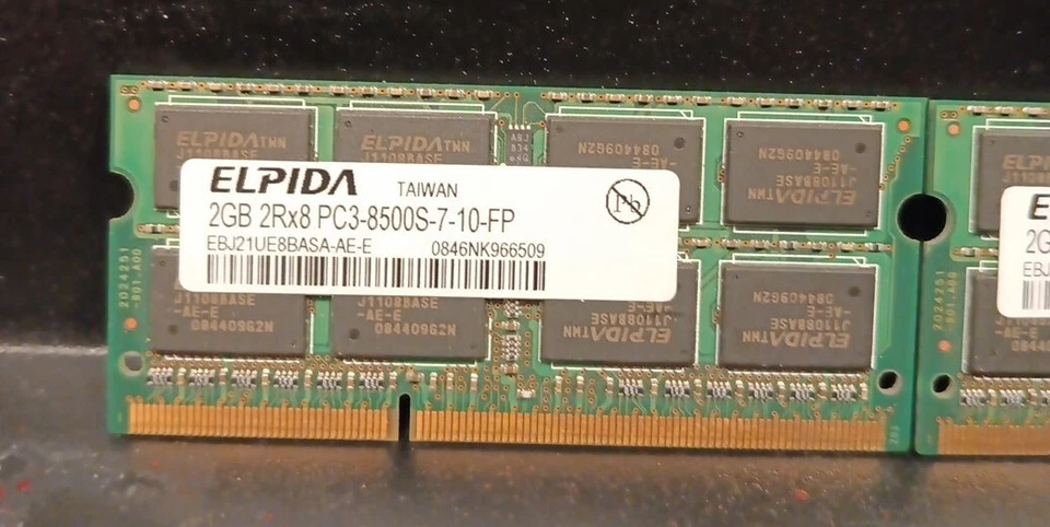 Elpida 4GB (2x2GB) 2Rx8 PC3-8500S DDR3-1600 Laptop SODIMM RAM Memory for HP - Image 2 of 4