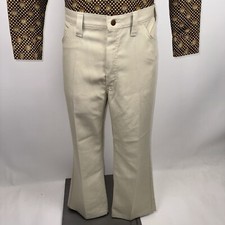 Vintage 70s Pants Mens Disco MCM Poly Acrylic Rayon Work Wear Union Made 38 28