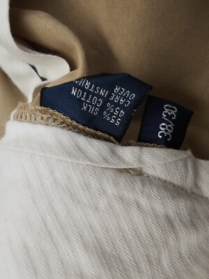 Polo Golf Ralph Lauren Pants Mens 38x30 Silk/Cotton White Pleated