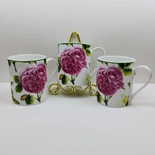 Spode Home Set 3 Porcelain Roses Coffee Tea Mugs Portmeirion EUC Cottagecore