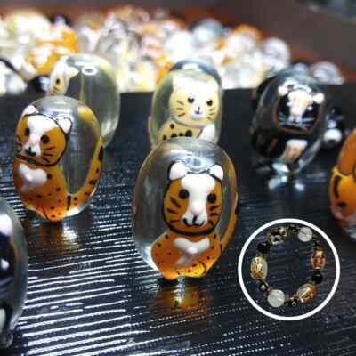 Glass Cat Beads Hand painted Cat Variety mix color Oval 20 pcs DIY Jewelry