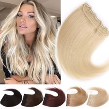 BLONDE Remy One Piece 100 Real Human Hair Extensions Clip In 3/4Full Head 8-24"