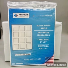 1200 Premium 2" x 2" square stickers / Labels - with bleed - 12 per sheet