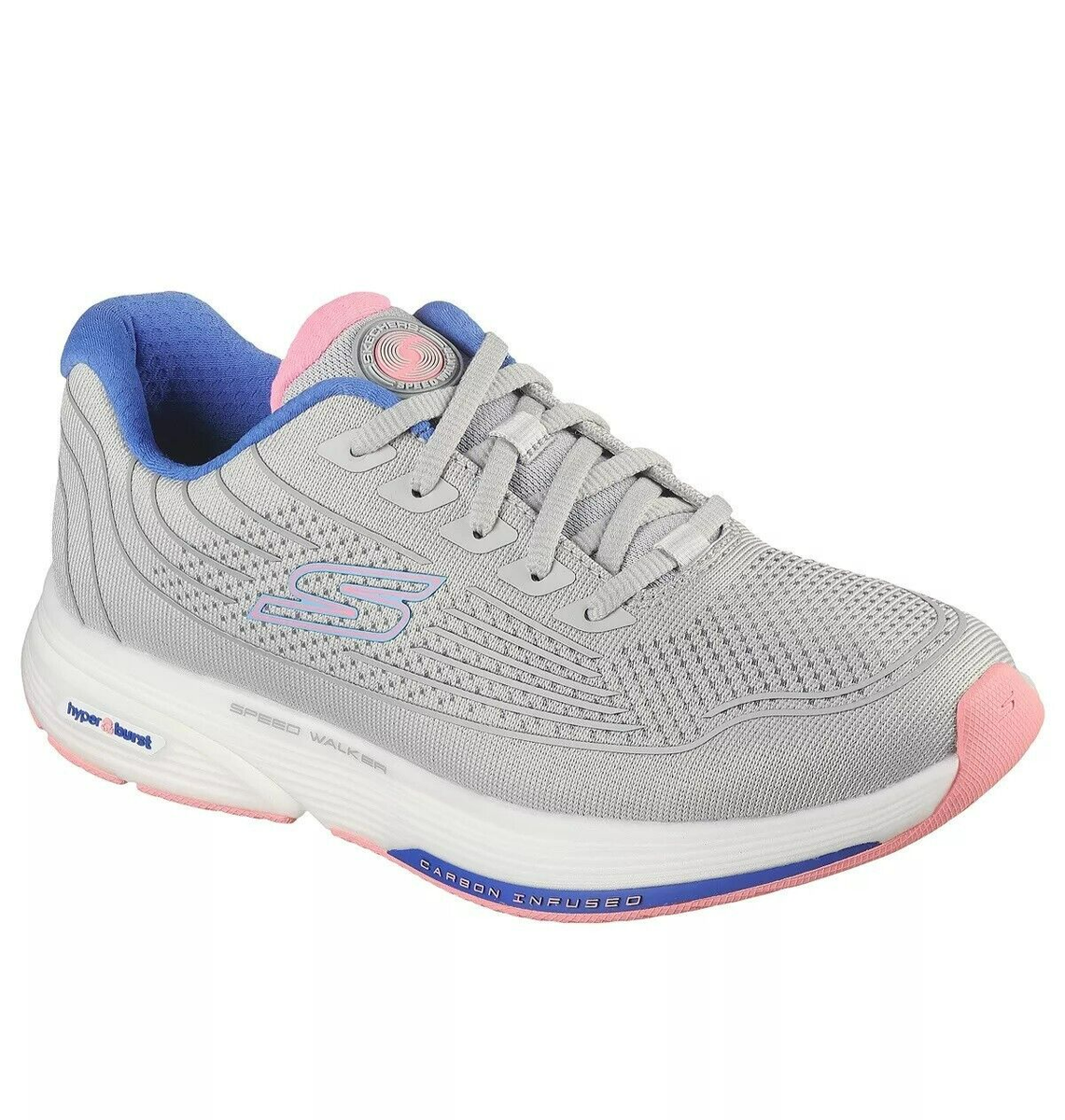 Skechers Women GO WALK Speed Walker Stardust Walking Sneakers Gray 