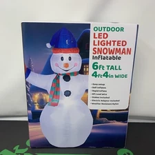 6 Foot Snowman Christmas Inflatable LED Lighted Yard Display 4 Feet 4 inch Wide