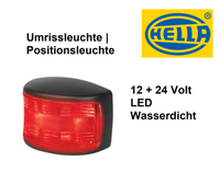 Hella Positionsleuchte Umrissleuchte Rot LED 12V 24V Seitlicher Anbau NEU