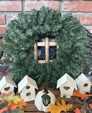 Bloom Room 18” Canadian Faux Pine Wreath; Drk Green; Unlit/Indoor Use; New W/Tag