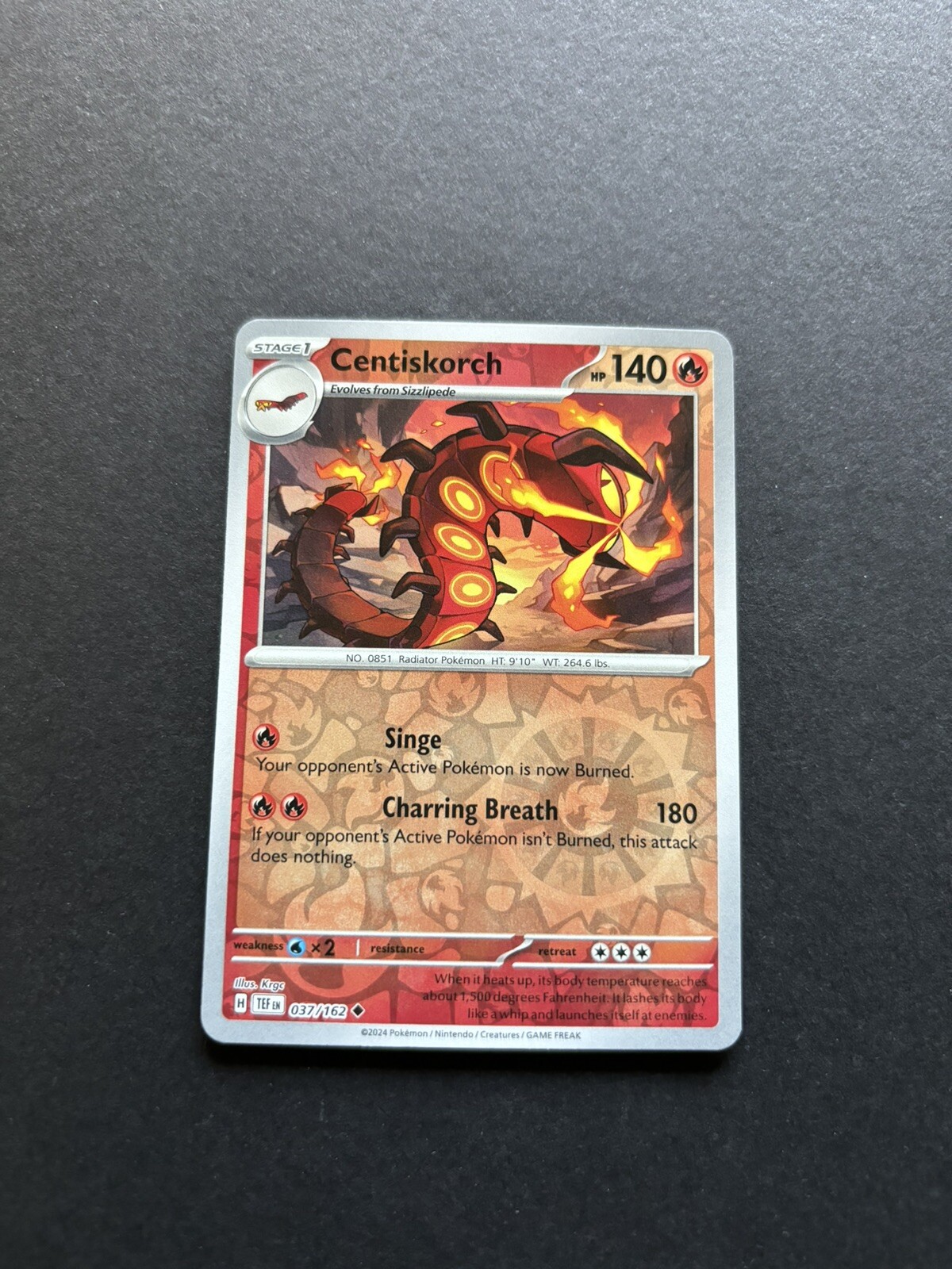 2024 Pokémon Temporal Forces - Centiskorch Reverse Holo No. 37/162
