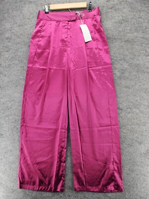 Lush Pants Womens Medium Pink Satin Wide Leg